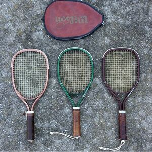 Vintage Wilson leather racket ball tennis rackets